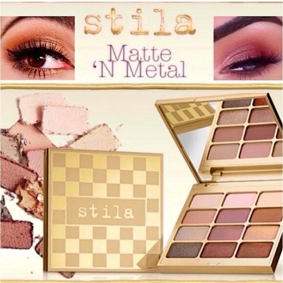 STILA Matte ‘N Metal Eyeshadow Palette Pink Rose Gold Glam Pretty Makeup NIB NWT - Picture 1 of 4